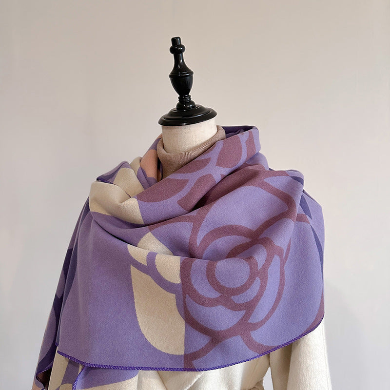 Soft Geometric Floral Scarf for Women
