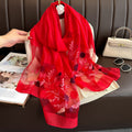Floral Embroidered Scarf with UV Protection for Women