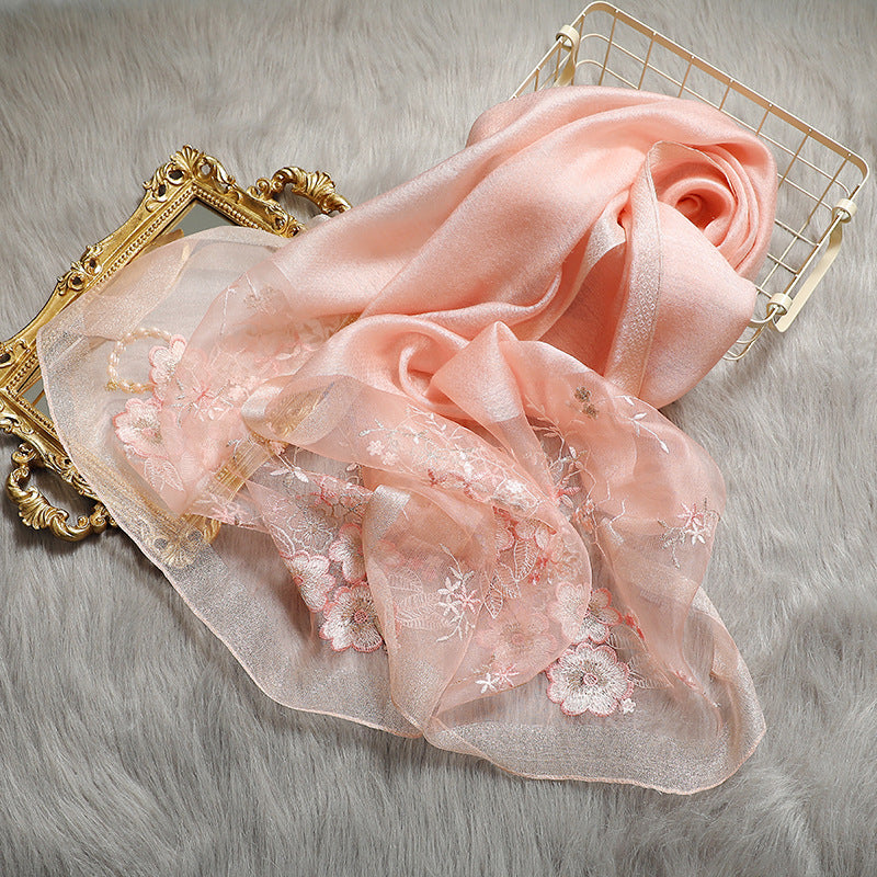 Premium Artisan Embroidered Silk & Wool Scarf