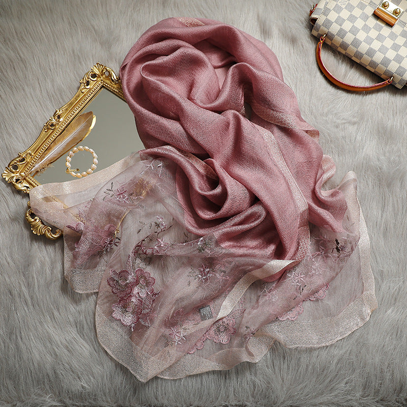 Premium Artisan Embroidered Silk & Wool Scarf