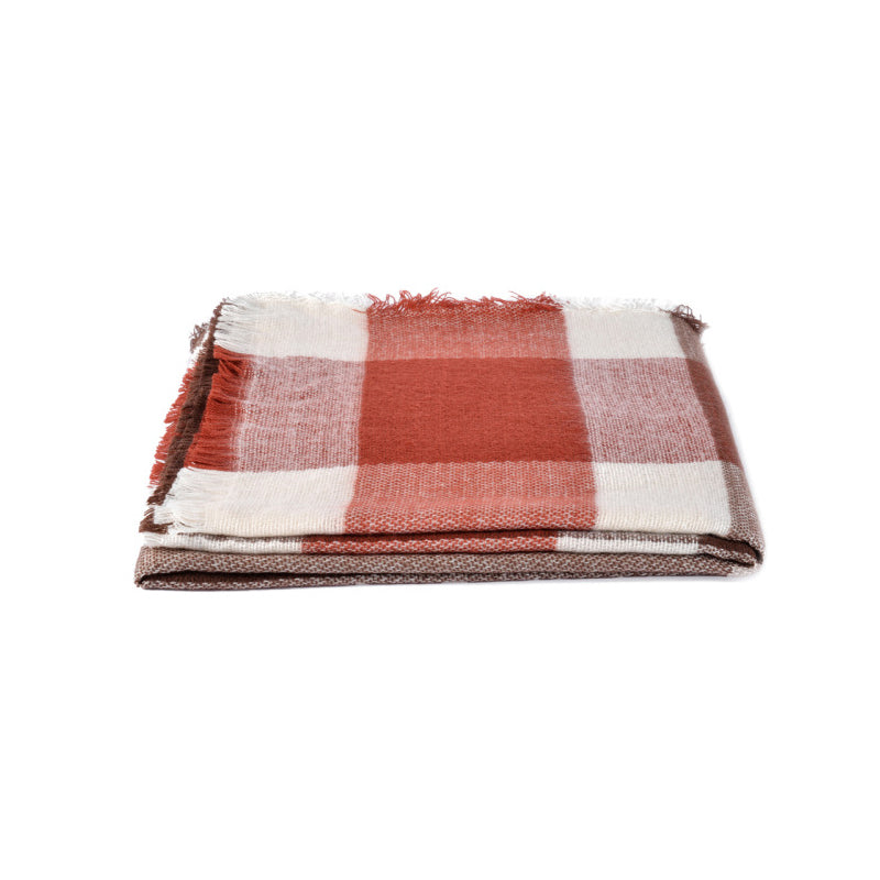 Avalon Oversized Cashmere-Blend Tartan Shawl with Tassel Detail