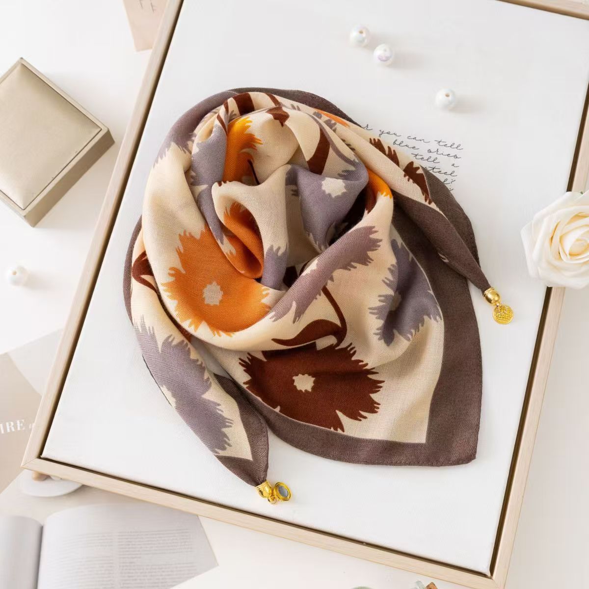 The Magnetic Clasp Square Scarf | Premium Fiber Blend