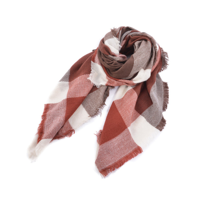 Avalon Oversized Cashmere-Blend Tartan Shawl with Tassel Detail