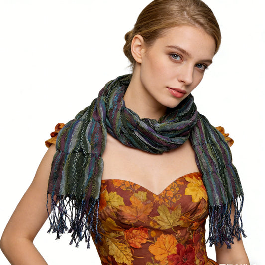 The Moss Jacquard Crinkle Weave Utility Scarf