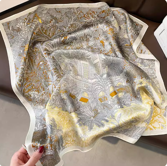 100% Mulberry Silk Kerchief Scarf | Large Square Wrap