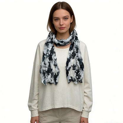 The Crinkle Textured Scarf | Abstract Graphic Print | Premium Fiber Blend