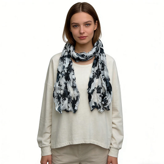 The Crinkle Textured Scarf | Abstract Graphic Print | Premium Fiber Blend