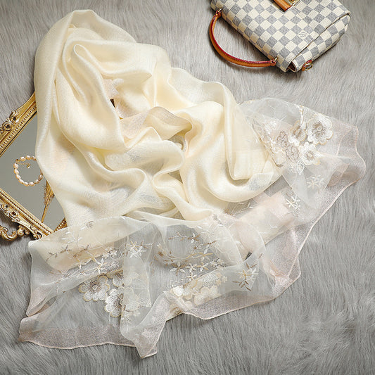 Premium Artisan Embroidered Silk & Wool Scarf