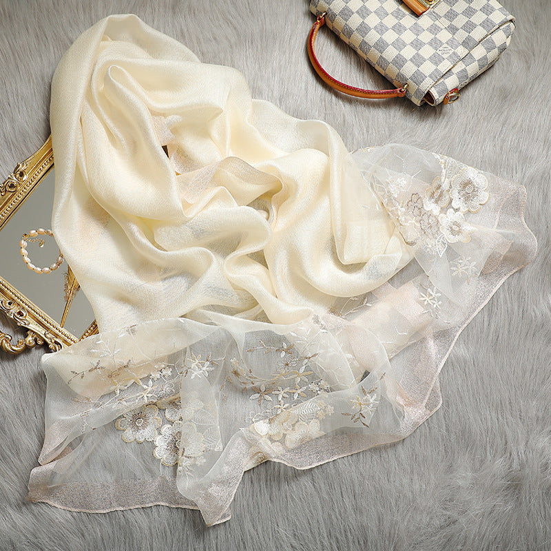 Premium Artisan Embroidered Silk & Wool Scarf