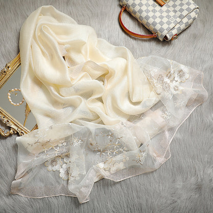 Premium Artisan Embroidered Silk & Wool Scarf