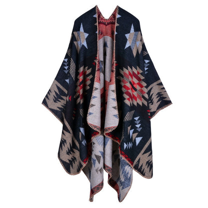 Women's Oversized Plaid Floral Patterned Shawl