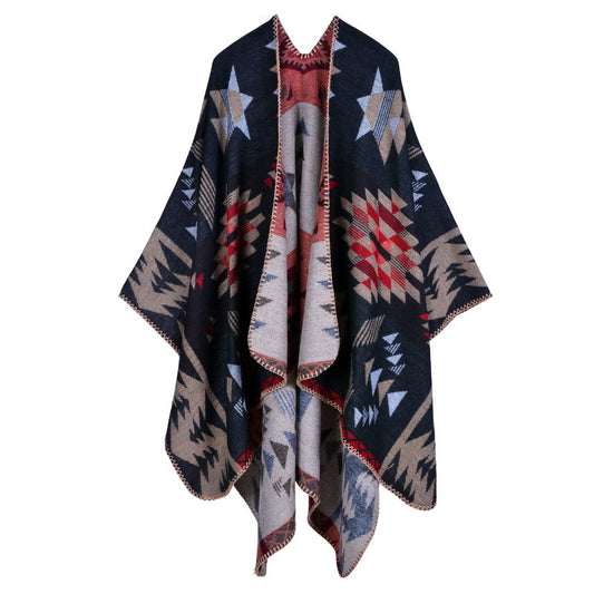 Women's Oversized Plaid Floral Patterned Shawl