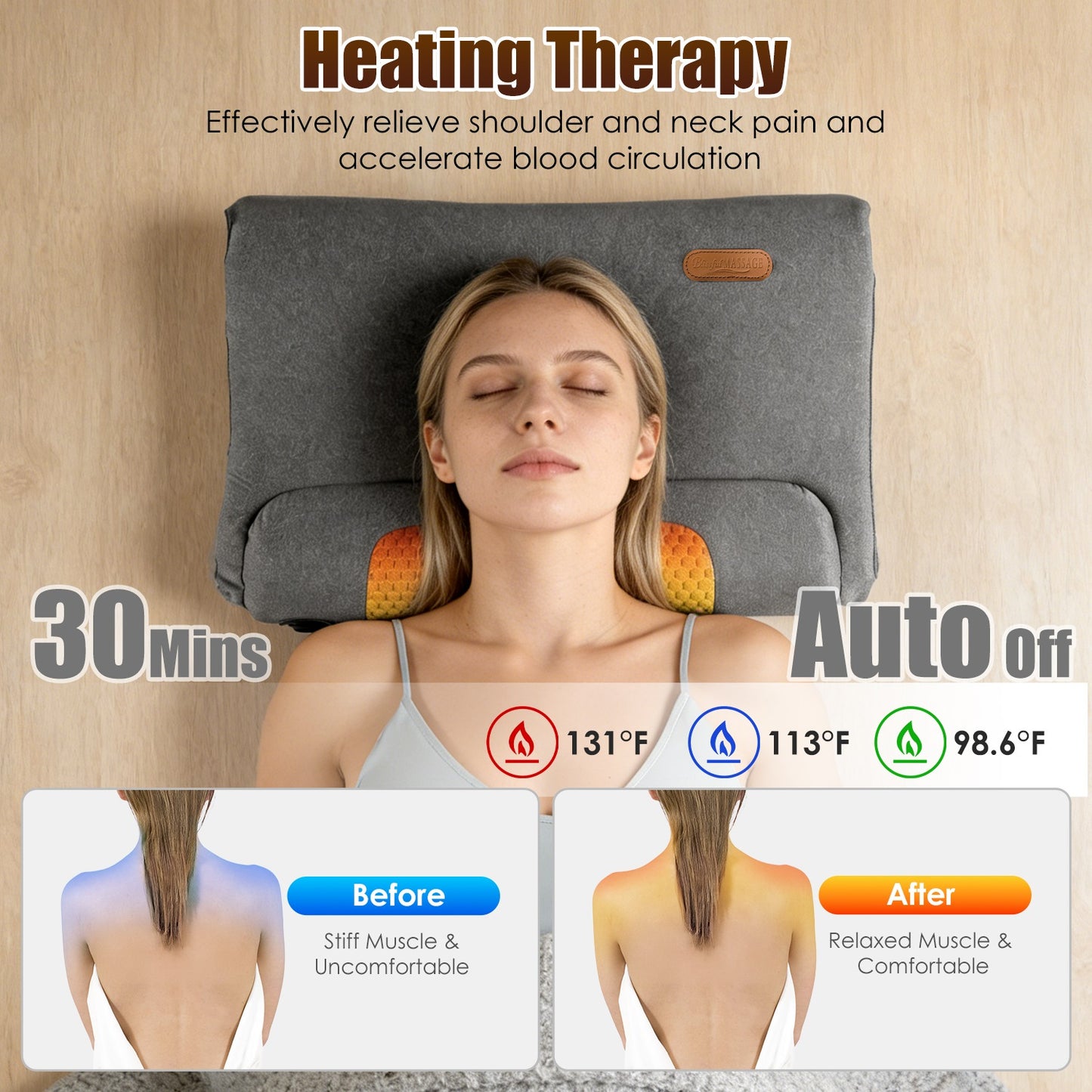Aura Neck & Shoulder Massage Pillow with Heat Therapy