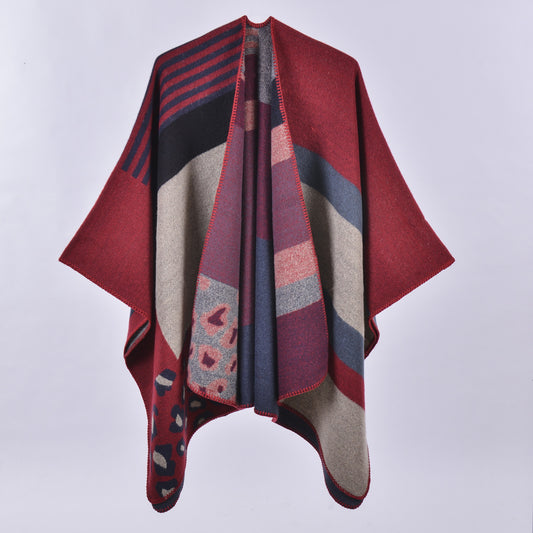 Women's Oversized Plaid Floral Patterned Shawl