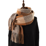 Women's Insulated Geometric Plaid Scarf