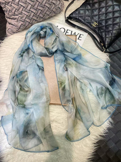 100% Mulberry Silk Chiffon Scarf | Ideal for Summer