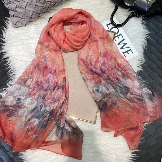 100% Pure Mulberry Silk Chiffon Scarf