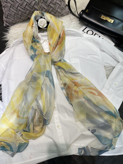 100% Mulberry Silk Chiffon Scarf | Ideal for Summer