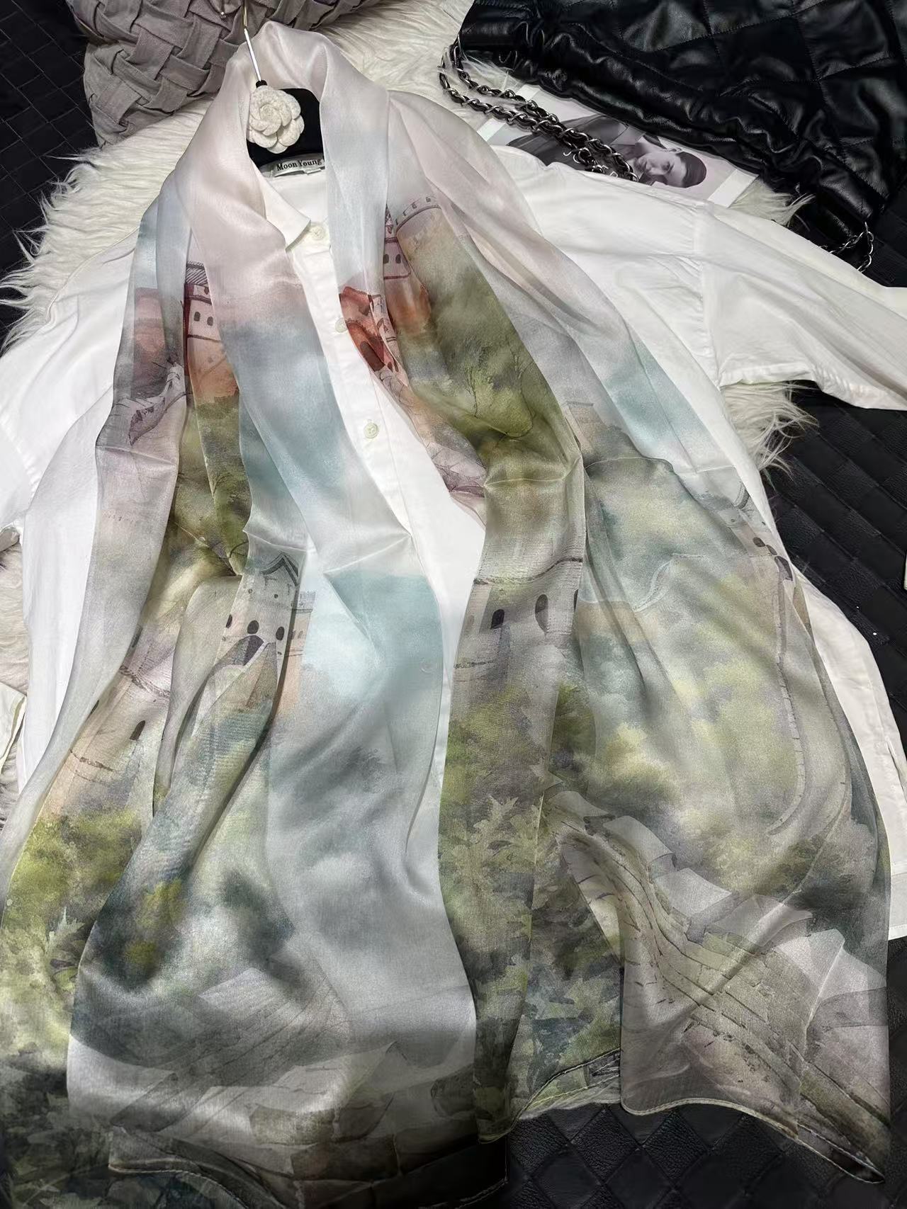 100% Mulberry Silk Chiffon Scarf | Ideal for Summer