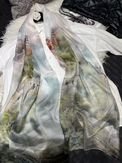 100% Mulberry Silk Chiffon Scarf | Ideal for Summer