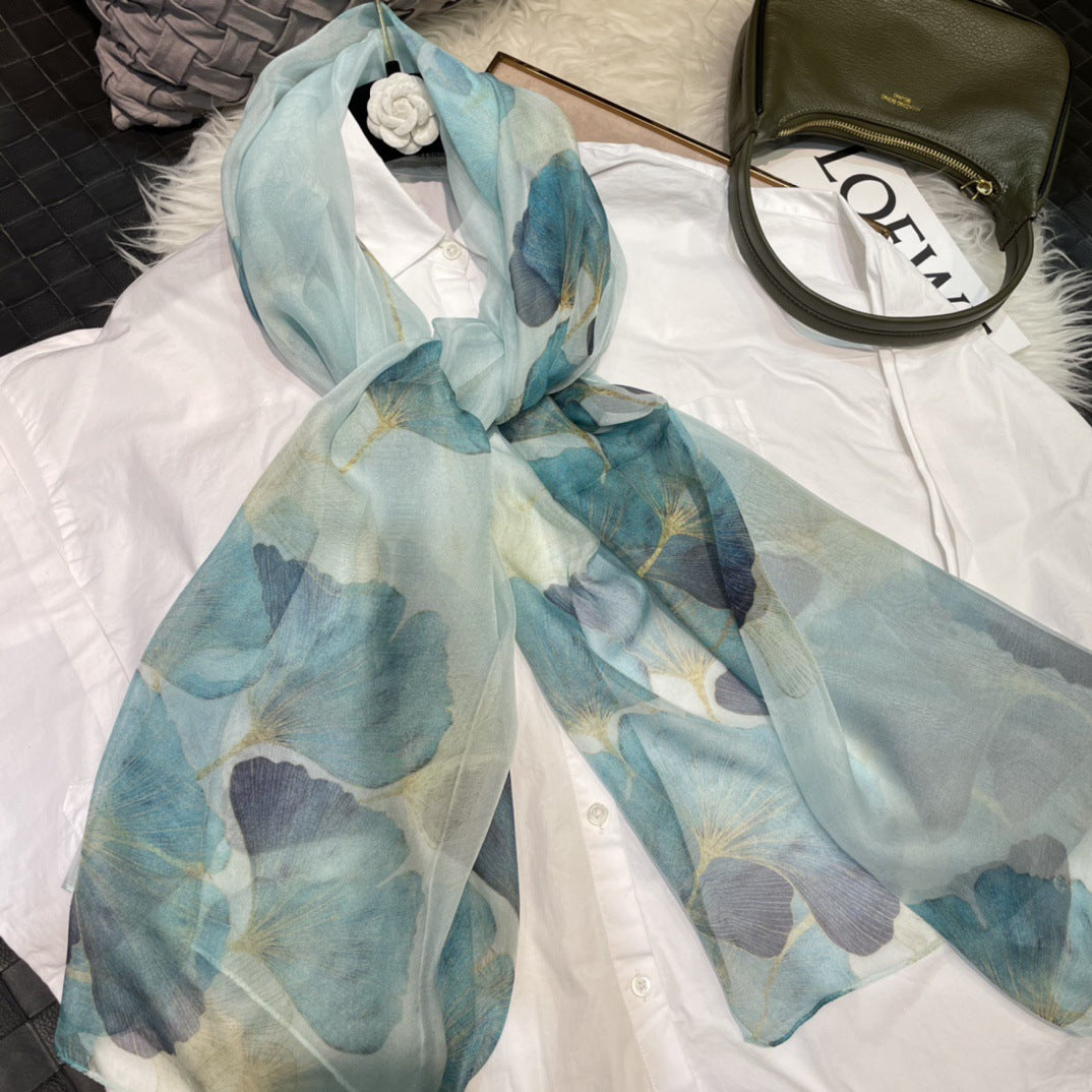 100% Mulberry Silk Chiffon Scarf | Ideal for Summer