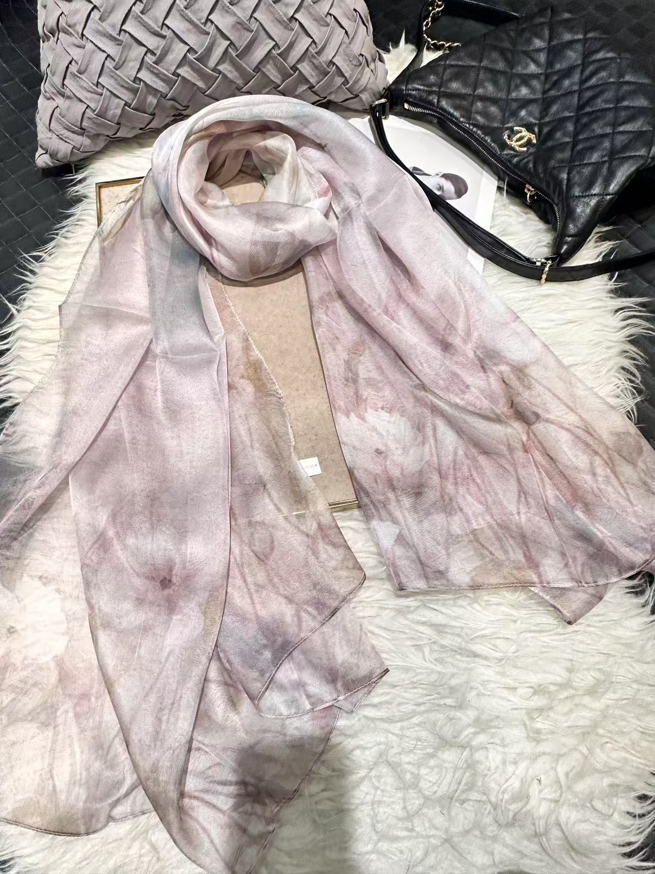 100% Mulberry Silk Chiffon Scarf | Ideal for Summer
