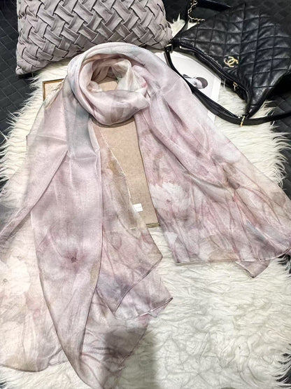100% Mulberry Silk Chiffon Scarf | Ideal for Summer