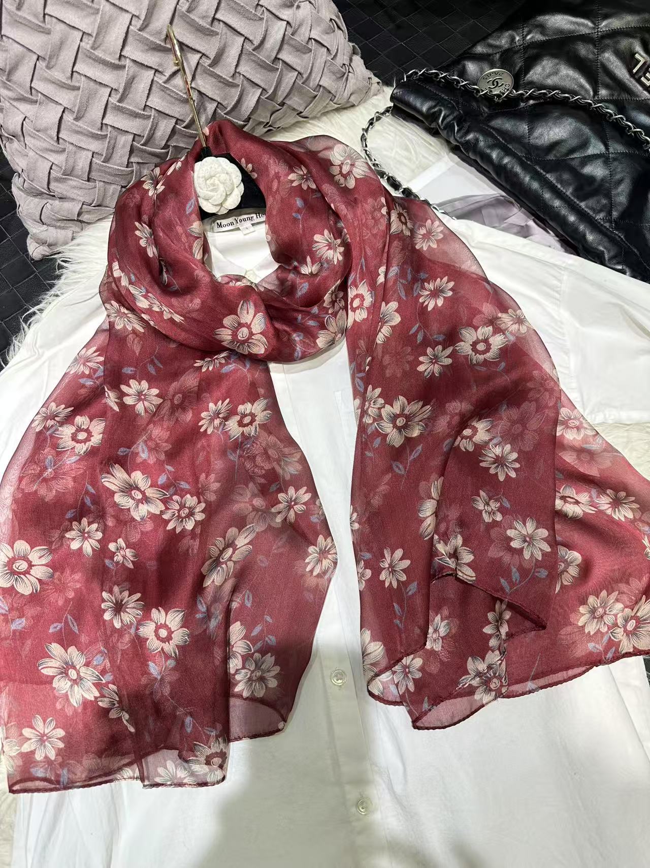 100% Mulberry Silk Chiffon Scarf | Ideal for Summer