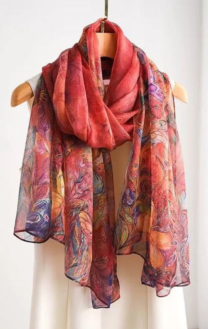 100% Mulberry Silk Chiffon Scarf | Ideal for Summer