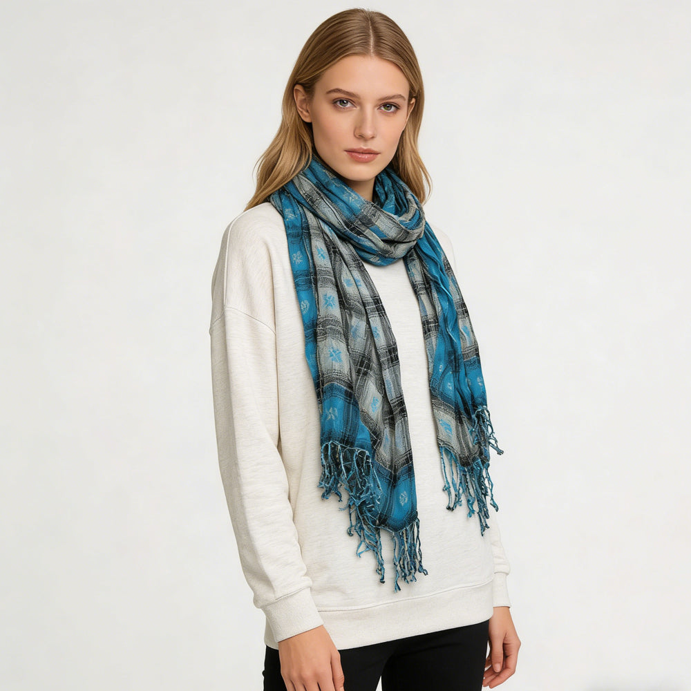 The Aura: Extra-Long Jacquard Crinkle Scarf