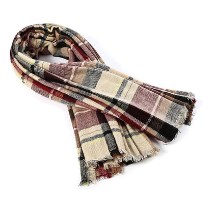 The Arden Wrap: Oversized Cashmere-Blend Tartan Shawl with Tassels