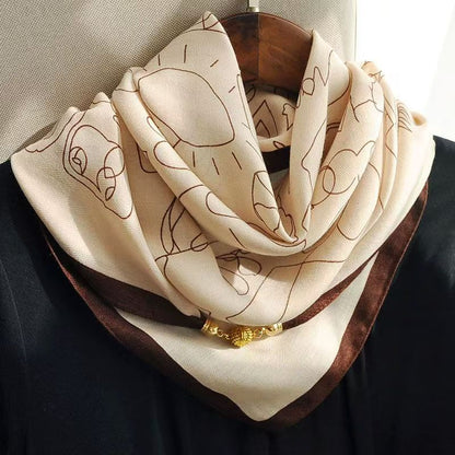 The Magnetic Clasp Square Scarf | Premium Fiber Blend