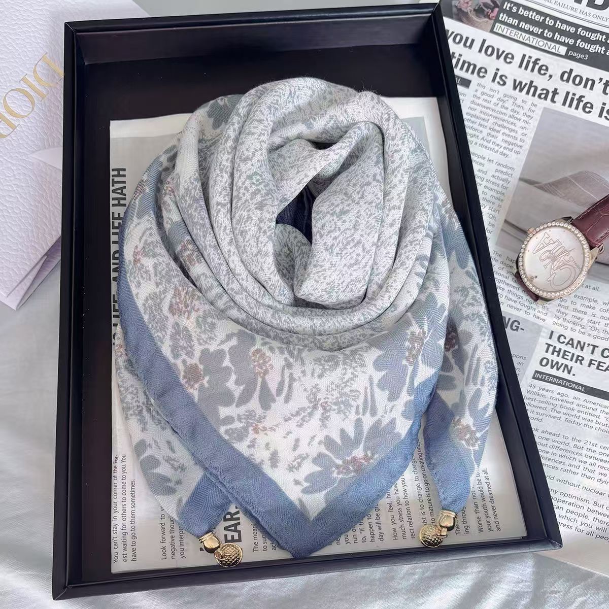 The Magnetic Clasp Square Scarf | Premium Fiber Blend
