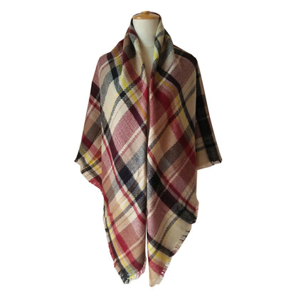 The Arden Wrap: Oversized Cashmere-Blend Tartan Shawl with Tassels