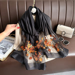 Floral Embroidered Scarf with UV Protection for Women