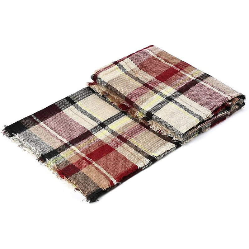 The Arden Wrap: Oversized Cashmere-Blend Tartan Shawl with Tassels