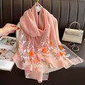 Floral Embroidered Scarf with UV Protection for Women