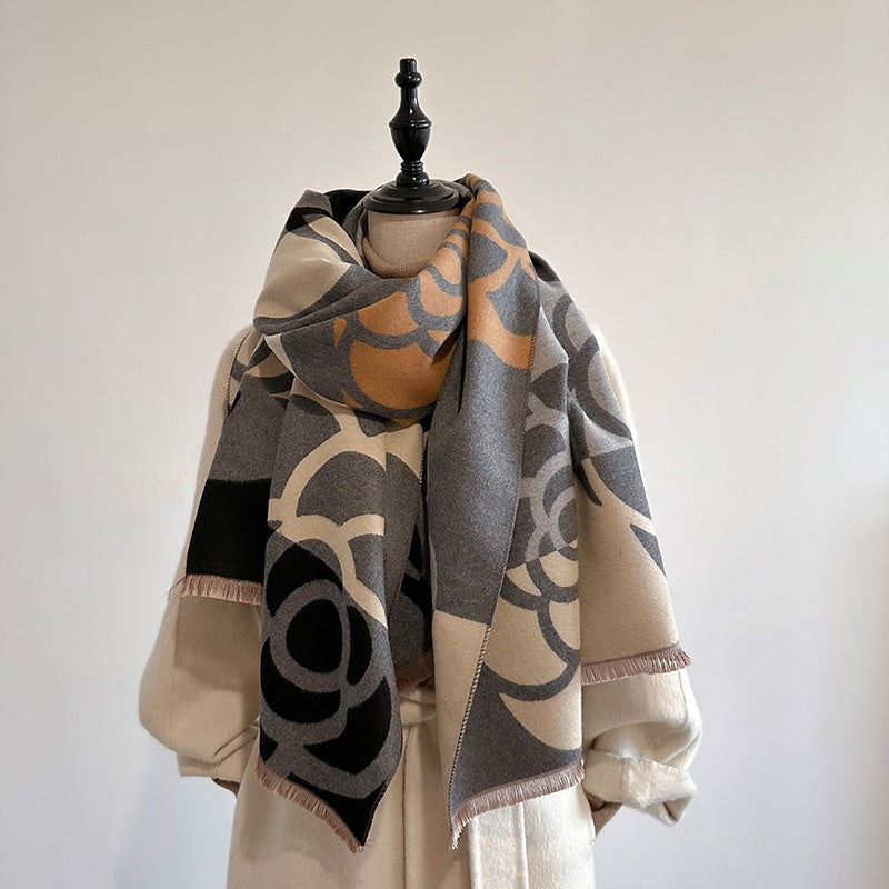 Soft Geometric Floral Scarf for Women