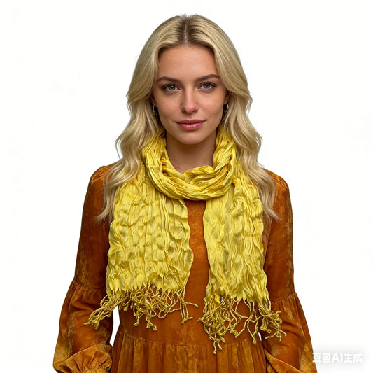 Solara Crinkle Shawl Scarf | Premium Fiber Blend | Versatile Wrap