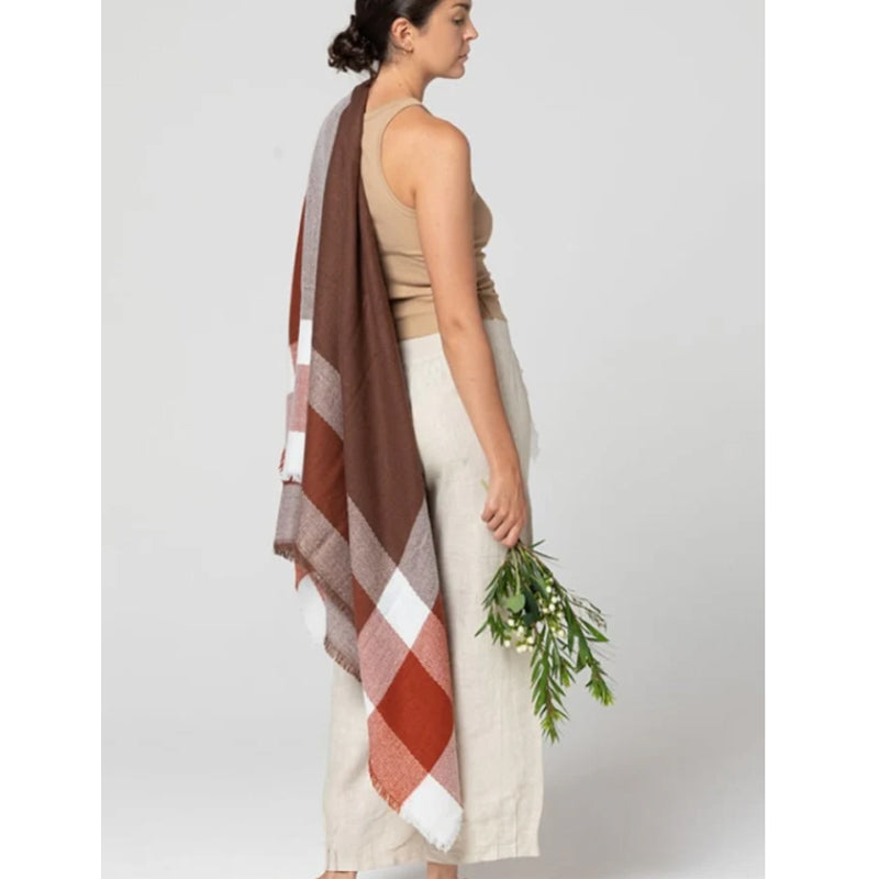 Avalon Oversized Cashmere-Blend Tartan Shawl with Tassel Detail