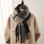 Women's Insulated Geometric Plaid Scarf