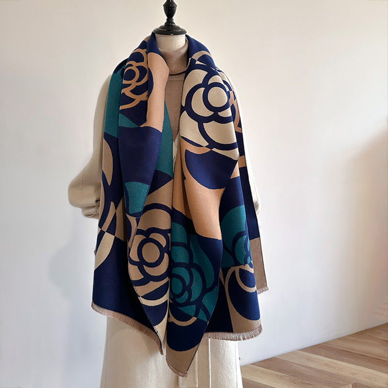 Soft Geometric Floral Scarf for Women