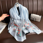 Floral Embroidered Scarf with UV Protection for Women