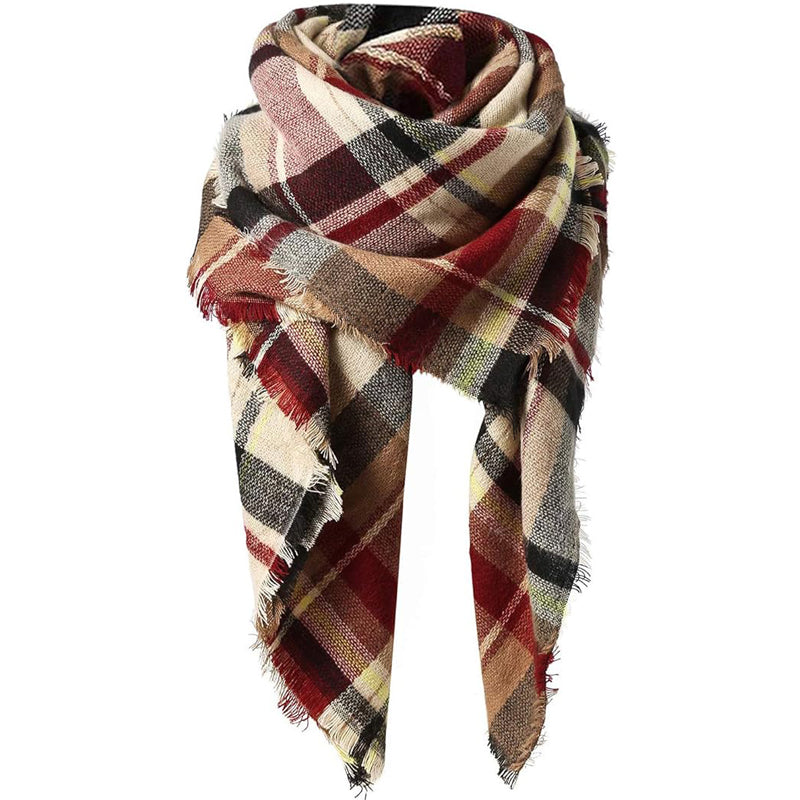 The Arden Wrap: Oversized Cashmere-Blend Tartan Shawl with Tassels