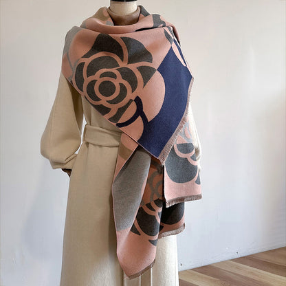 Soft Geometric Floral Scarf for Women
