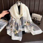 Floral Embroidered Scarf with UV Protection for Women