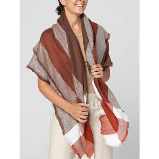 Avalon Oversized Cashmere-Blend Tartan Shawl with Tassel Detail