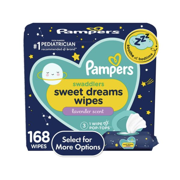 Pampers Sweet Dreams Nighttime Lavender Baby Wipes 3X Flip-Top Packs 168ct