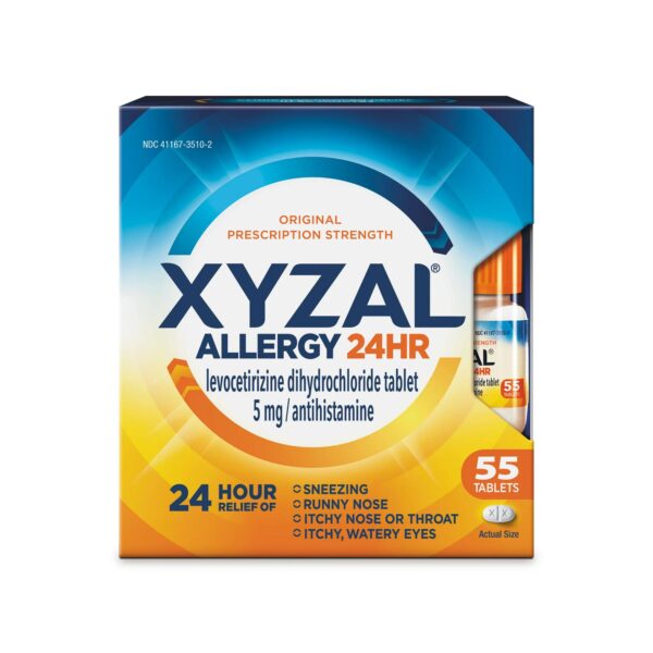 Xyzal Allergy Tablets 24-Hour Allergy Relief, Original Prescription Strength, 55 Ct