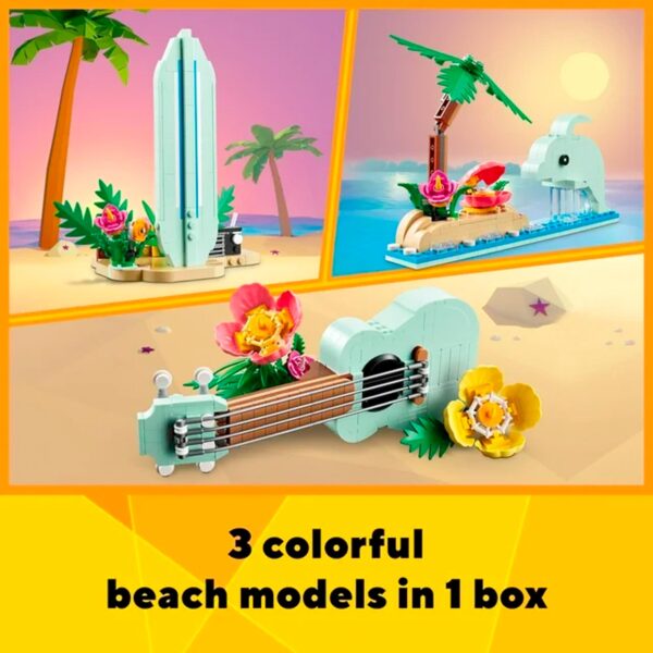 LEGO Creator 3 in 1 Tropical Ukulele Instrument Toy, Transforms from Ukulele to Surfboard Toy to Dolphin Toy - Image 2